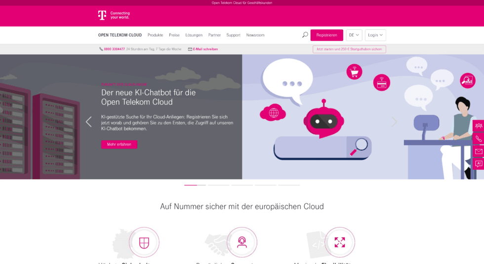 Die Open Telekom Cloud setzt auf amberSearch als kundengerichteten KI-Chatbot