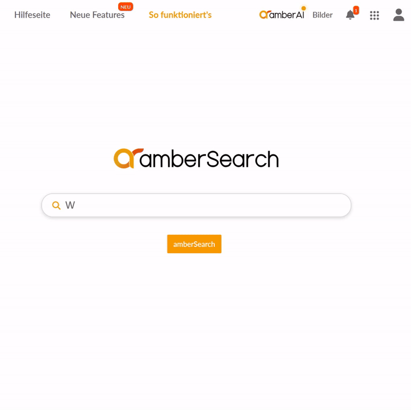 amberSearch Landing Page