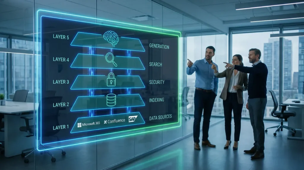 5-Schichten-Architektur einer modernen Enterprise Search Lösung mit RAG-Technologie